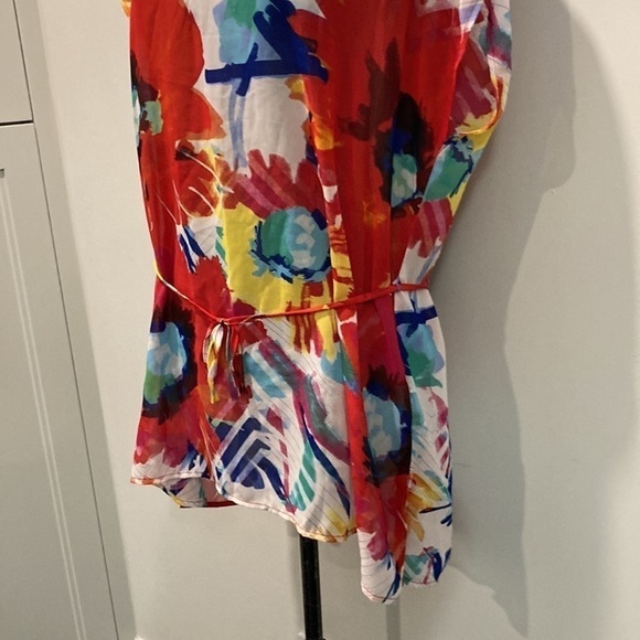 GLAM & Fame White Sheer floral Cover-Up Top XL - Picture 11 of 16